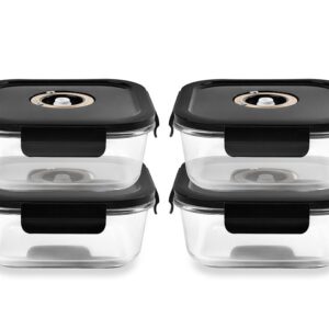 Quadratischer Vacuum-Glasbehälter – 1230Ml – Set – 4Tlg