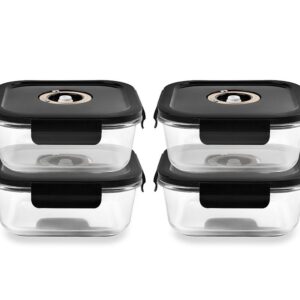 Quadratischer Vacuum-Glasbehälter – 800Ml – Set – 4Tlg